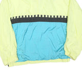 Mens Yellow & Blue Patchwork Zip Jacket XL Polyester Blend Colourblock Retro