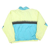 Mens Yellow & Blue Patchwork Zip Jacket XL Polyester Blend Colourblock Retro