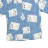 MODA CAMPIA MODA Mens Blue White Hawaiian Shirt L Rayon Tropical Print Summer