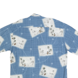 MODA CAMPIA MODA Mens Blue White Hawaiian Shirt L Rayon Tropical Print Summer