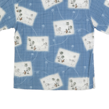 MODA CAMPIA MODA Mens Blue White Hawaiian Shirt L Rayon Tropical Print Summer