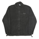 FILA Mens Black Polyester Fleece Jacket L Zip Up Casual Sportswear