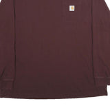 CARHARTT Mens Maroon Pocket Long Sleeve Crew Neck T-Shirt 2XL Cotton