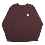 CARHARTT Mens Maroon Pocket Long Sleeve Crew Neck T-Shirt 2XL Cotton
