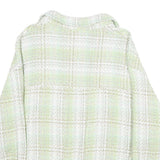 ZARA Womens Green & White Button Jacket M Cotton Blend Check Pattern Stylish