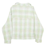 ZARA Womens Green & White Button Jacket M Cotton Blend Check Pattern Stylish