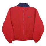 EDDIE BAUER Mens Red Nylon Zip Jacket M Plain Casual Lightweight Outerwear