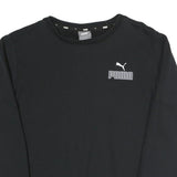 PUMA Womens Black Cotton Blend Crew Neck Sweatshirt S Logo Print Pullover