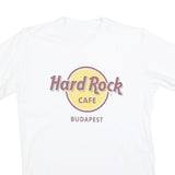 HARD ROCK CAFE Mens White Budapest Graphic T-Shirt S Short Sleeve Crew Neck