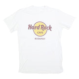 HARD ROCK CAFE Mens White Budapest Graphic T-Shirt S Short Sleeve Crew Neck