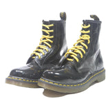 DR MARTENS 1460 Womens Black Leather Ankle Boots UK 5 Yellow Stitching Lace-Up