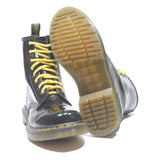 DR MARTENS 1460 Womens Black Leather Ankle Boots UK 5 Yellow Stitching Lace-Up