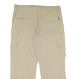 Mens Beige Polyester Blend Regular Fit Cargo Trousers W38 L28 Zip Closure