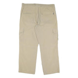 Mens Beige Polyester Blend Regular Fit Cargo Trousers W38 L28 Zip Closure