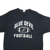 PORT & COMPANY Mens Black Blue Devil Football Graphic T-Shirt XL Crew Neck Short