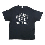 PORT & COMPANY Mens Black Blue Devil Football Graphic T-Shirt XL Crew Neck Short