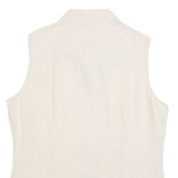 TOMMY HILFIGER Womens Beige Sleeveless Linen Shirt S Classic Casual Summer Top