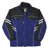 DESCENTE Womens Blue & Black Track Jacket XL Polyester Blend Zip Winter