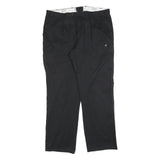 EDMONTE Mens Cotton Blend Black Regular Fit Straight Trousers W40 L32 Casual Zip