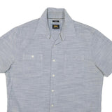 LEE Mens Blue Cotton Blend Short Sleeve Shirt L Casual Button Pocket Summer