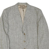 Mens Grey Wool Plain Classic Button Jacket XL Tailored Herringbone Wool Jacket