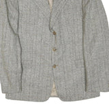 Mens Grey Wool Plain Classic Button Jacket XL Tailored Herringbone Wool Jacket