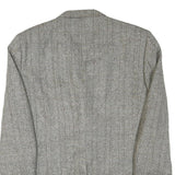 Mens Grey Wool Plain Classic Button Jacket XL Tailored Herringbone Wool Jacket