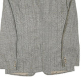 Mens Grey Wool Plain Classic Button Jacket XL Tailored Herringbone Wool Jacket
