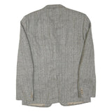 Mens Grey Wool Plain Classic Button Jacket XL Tailored Herringbone Wool Jacket