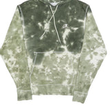 CHAMPION Mens Green Tie Dye Hoodie S Cotton Blend Casual Pullover