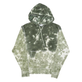 CHAMPION Mens Green Tie Dye Hoodie S Cotton Blend Casual Pullover