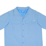 COLUMBIA Mens Blue Check Short Sleeve Shirt M Cotton Blend Casual Outdoor