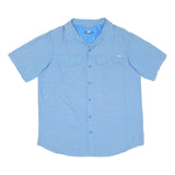 COLUMBIA Mens Blue Check Short Sleeve Shirt M Cotton Blend Casual Outdoor