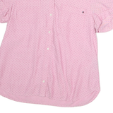 TOMMY HILFIGER Womens Pink & Navy Polka Dot Shirt L Cotton Casual Summer Top