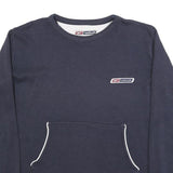 REEBOK Womens Navy Sweatshirt UK 12 Crew Neck Cotton Blend Casual Pullover