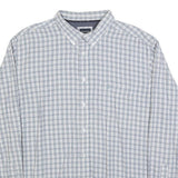 JAMES PRINGLE Mens Blue & Grey Check Shirt XL Casual Cotton Blend Long Sleeve