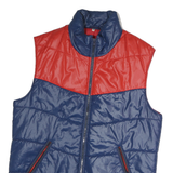 Mens Blue & Red Colour Block Puffer Jacket M Polyester Sleeveless Zip