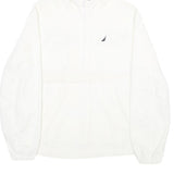 NAUTICA Mens White Nylon Pullover Jacket M Hooded Casual Lightweight