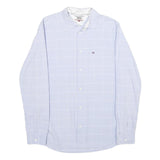 TOMMY JEANS Mens Blue & White Checked Shirt M Cotton Casual Button Down