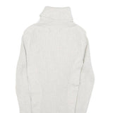 EXPRESS Womens Cream Plain Roll Neck Basic Knit Jumper M Polyester Blend