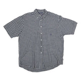 NAUTICA Mens Blue & White Check Cotton Shirt L Button Down Short Sleeve Casual