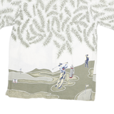 CHEROKEE Mens White & Green Golf Print Cotton Blend Shirt M Casual Summer