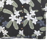 PARADISE FOUND Womens Black White Floral Printed Blouse Short Sleeve V-Neck S