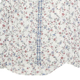 CHAPS Womens White Floral Printed Long Sleeve Peasant Top S Cotton Casual