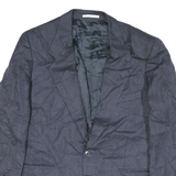 Mens Blue Button Jacket M Polyester Blend Plain Classic Relaxed Fit Stylish