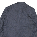 Mens Blue Button Jacket M Polyester Blend Plain Classic Relaxed Fit Stylish