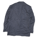 Mens Blue Button Jacket M Polyester Blend Plain Classic Relaxed Fit Stylish