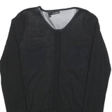 THE KOOPLES Womens Black Silk Blend Long Sleeve V-Neck Top S Elegant Lightweight