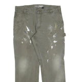 CARHARTT Mens Cotton Blend Green Relaxed Straight Trousers W36 L32 Workwear Zip