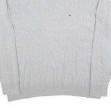 TOMMY HILFIGER Mens Grey Plain Cotton Blend Jumper Crew Neck L Classic Fit